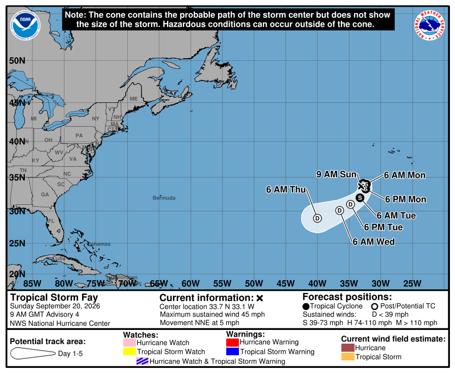 Tropical Depression Six forecast cone