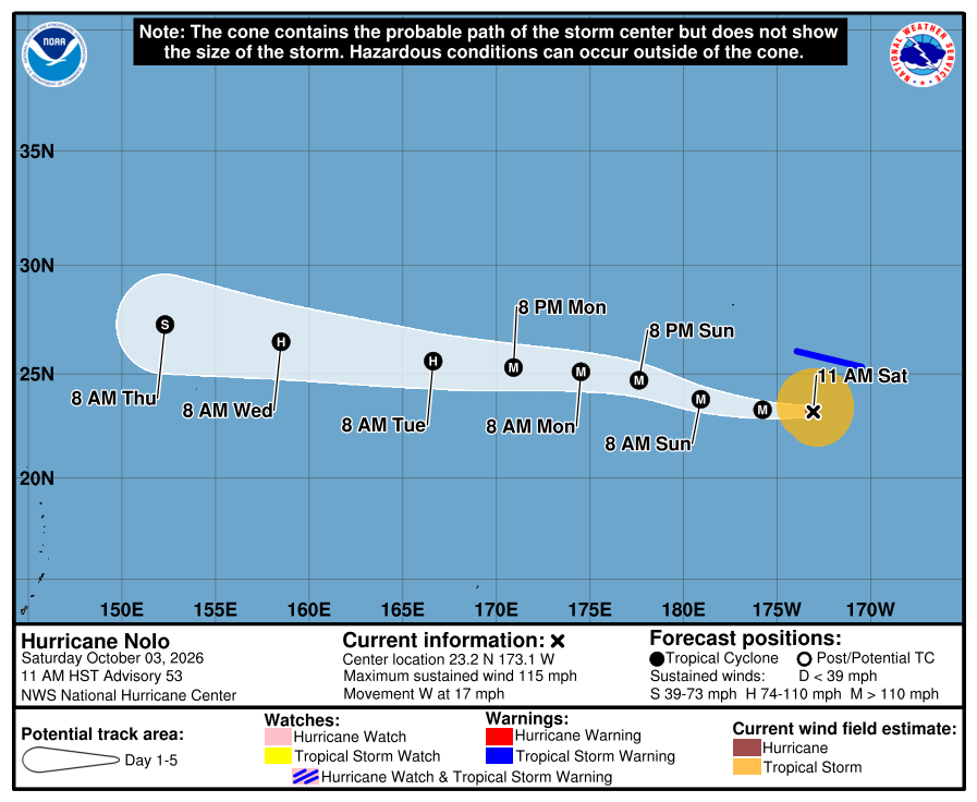 Hurricane Nolo forecast cone