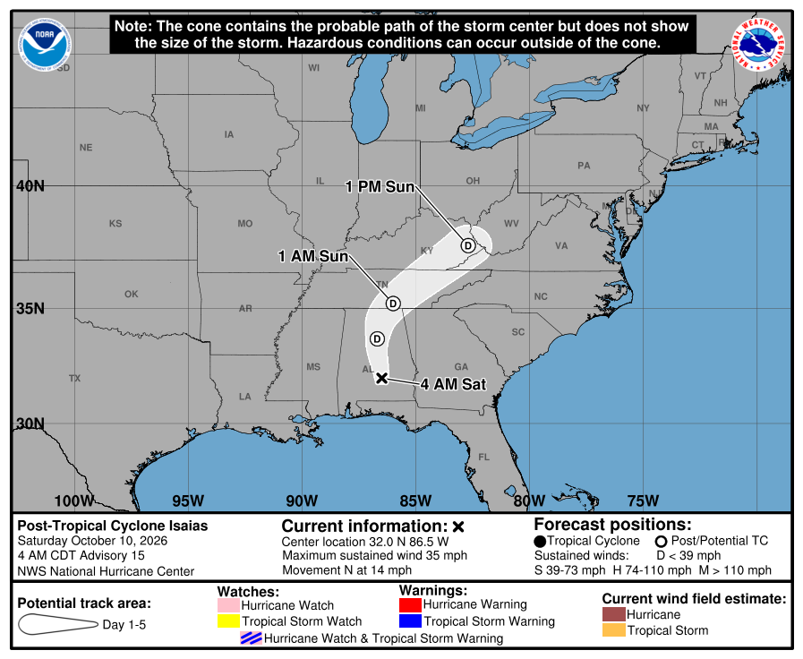 Hurricane Isaias forecast cone